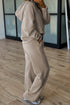 Half Zip Raglan Hoodie Thumbhole Wide Leg Pant Set